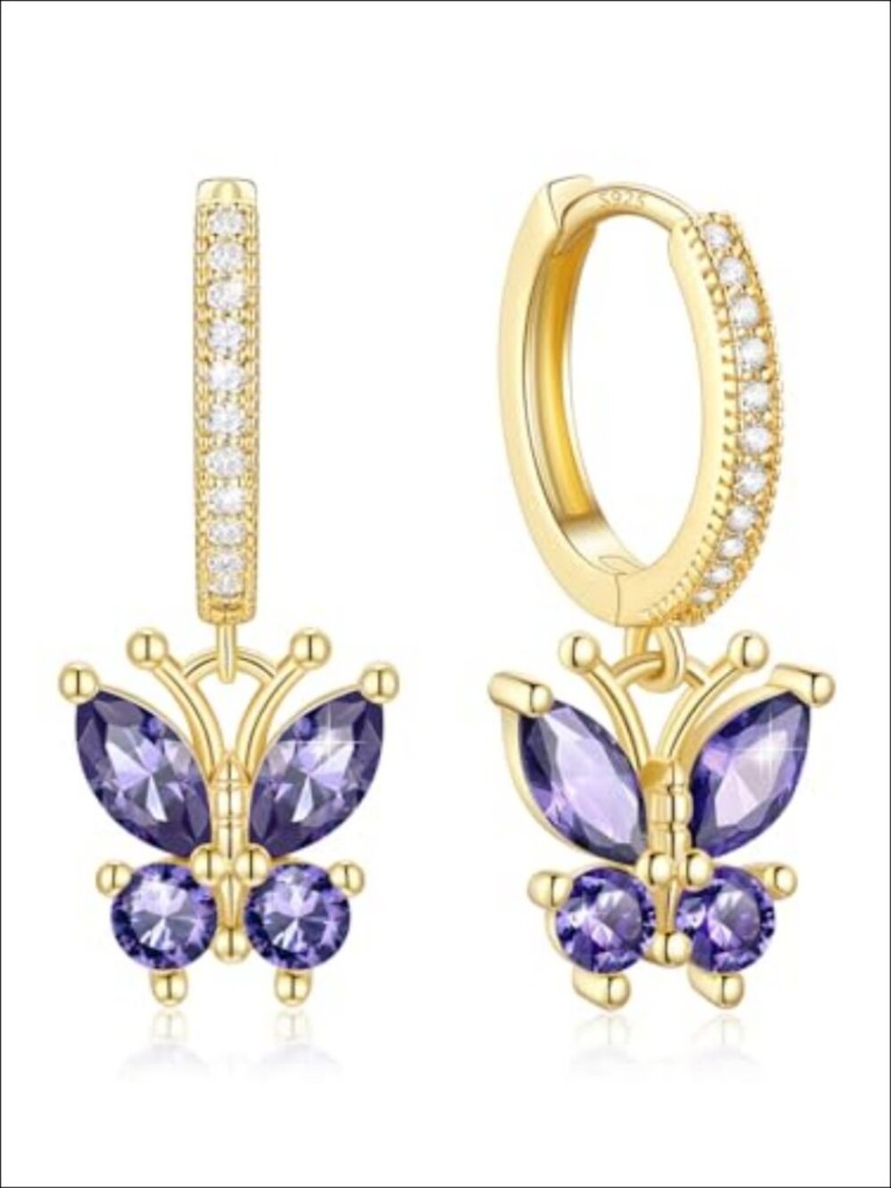 Butterfly Huggie Hoop Earrings with 925 Sterling Silver Posts